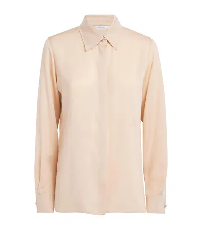 Max Mara Silk Embroidered Shirt In Neutral