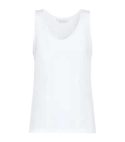 Max Mara Silk Embroidered Tank Top In White
