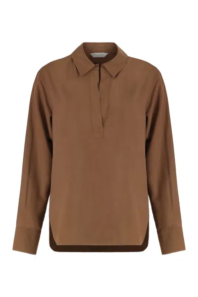 Max Mara Silk Fabric Shirt In Brown