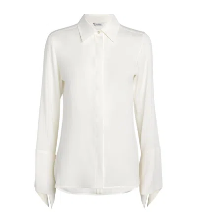 Max Mara Silk Flared-cuff Shirt In Ivory