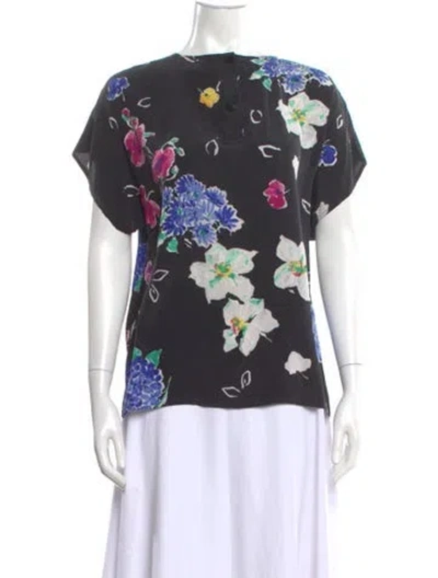 Pre-owned Max Mara Silk Floral Print Blouse In Multi