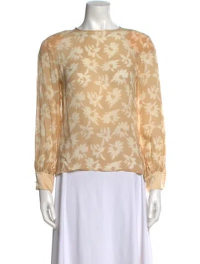Pre-owned Max Mara Silk Floral Print Blouse In Neutral