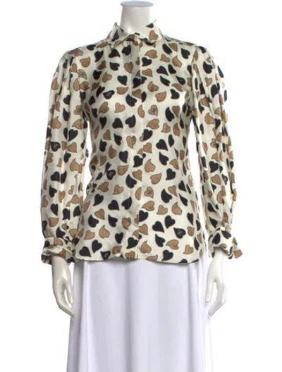 Pre-owned Max Mara Silk Floral Print Blouse In Neutral