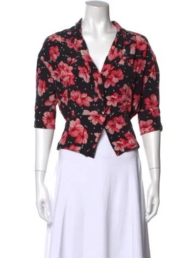 Pre-owned Max Mara Silk Floral Print Blouse In Red