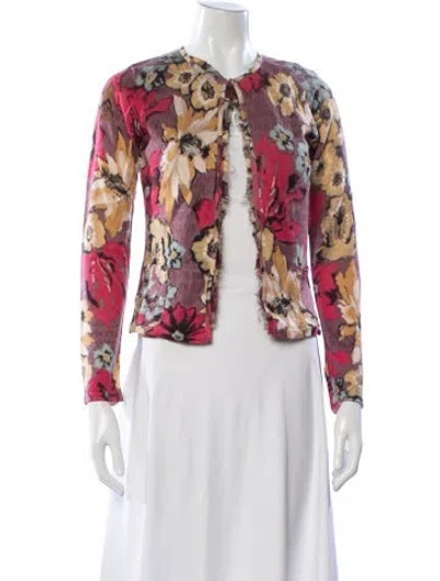 Pre-owned Max Mara Silk Floral Print Jacket In Pink