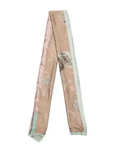 Pre-owned Max Mara Silk Floral Print Scarf In Green
