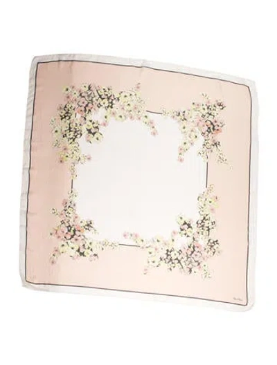Pre-owned Max Mara Silk Floral Print Scarf In Pink