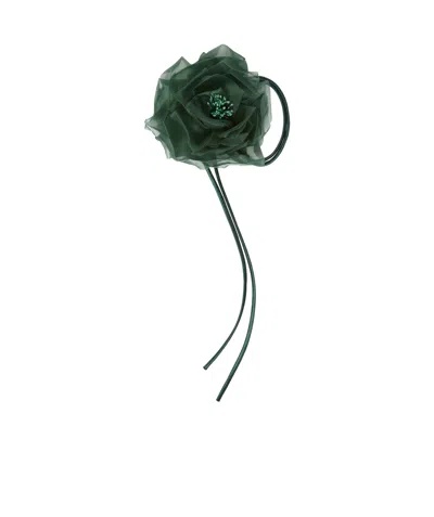 Max Mara Silk Flower Brooch In Green