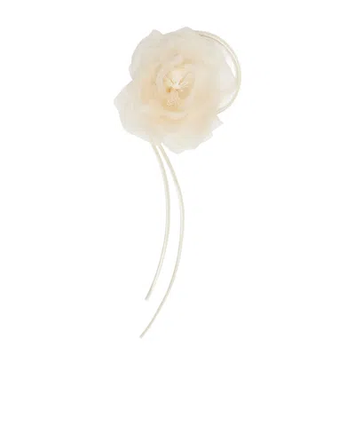 Max Mara Silk Flower Brooch In White