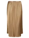 Max Mara Silk Flowing Skirt With Elastic Waistband In Brown
