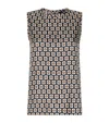 Max Mara Printed Silk Twill Top In Gray