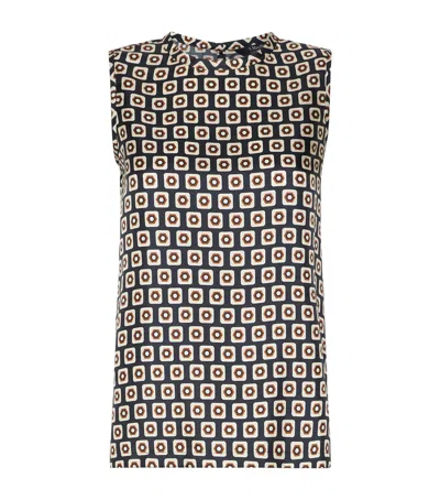 Max Mara Silk Geometric Blouse In Gray