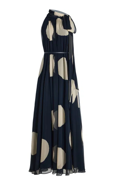 Max Mara Silk Georgette Dress In Navy