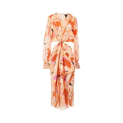 Max Mara Silk Georgette Midi Dress In Multicolor