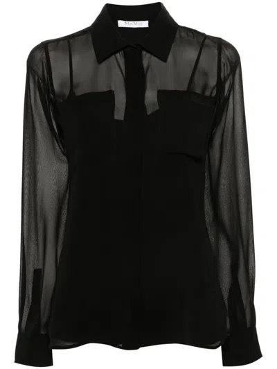 Max Mara Silk Georgette Shirt In Black