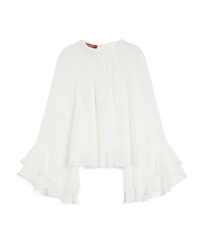 Max Mara Silk Georgette Shirt In White