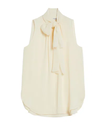 Max Mara Silk Georgette Shirt In White