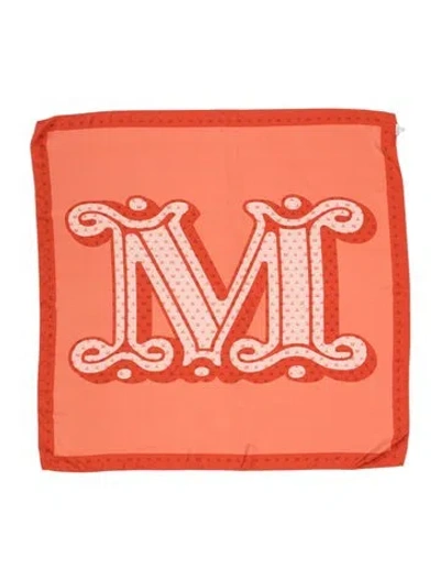Pre-owned Max Mara Silk Graphic Print Scarf In White