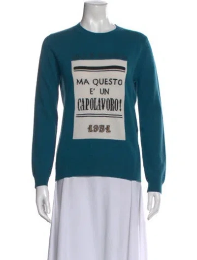 Pre-owned Max Mara Silk Graphic Print Sweater In Blue