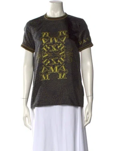 Pre-owned Max Mara Silk Graphic Print T-shirt In Neutral