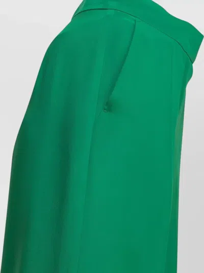 Max Mara Silk High Waist Wide Leg Trousers In Green