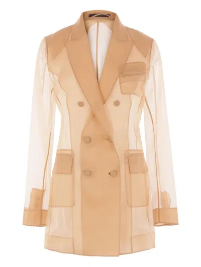 Max Mara Silk Jacket In Neutral