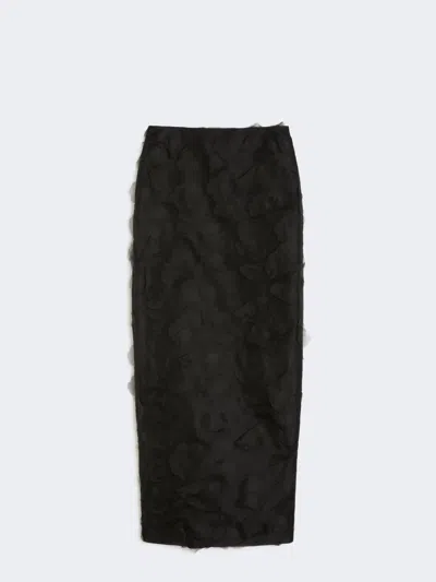 Max Mara Silk Jacquard Midi Skirt In Black