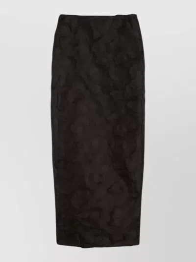 Max Mara Silk Jacquard Midi Skirt Slim Silhouette In Black
