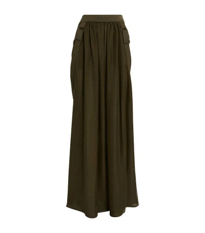 Max Mara Silk Jedy Maxi Skirt In Green