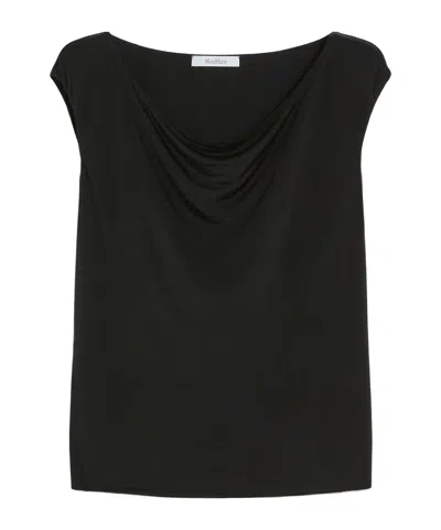 Max Mara Silk Jersey Top In Black