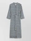 Max Mara Silk Kaftan Geometric Pattern In Blue