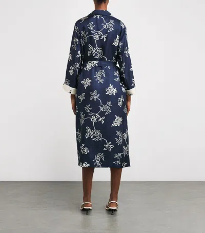 Max Mara Silk Kaftan Midi Dress In Blue