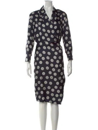 Pre-owned Max Mara Silk Knee-length Dress In Blue