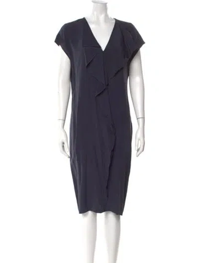 Pre-owned Max Mara Silk Knee-length Dress In Blue