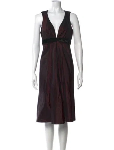 Pre-owned Max Mara Silk Knee-length Dress In Brown