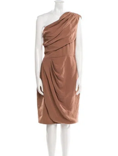 Pre-owned Max Mara Silk Knee-length Dress In Brown