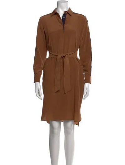 Pre-owned Max Mara Silk Knee-length Dress In Brown