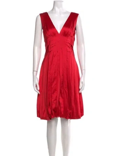 Pre-owned Max Mara Silk Knee-length Dress W/ Tags In Red