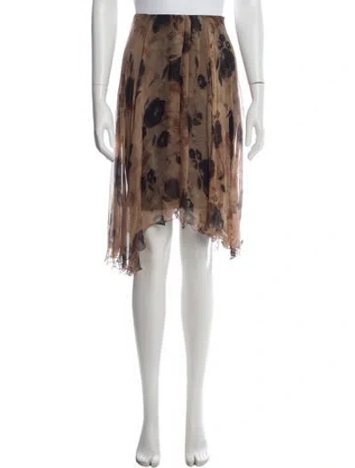 Pre-owned Max Mara Silk Knee-length Skirt In Brown