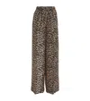 Max Mara Leopard-print Silk Wide-leg Pants In Beige