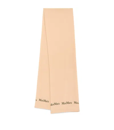 Max Mara Silk Logo Stole In Neutral