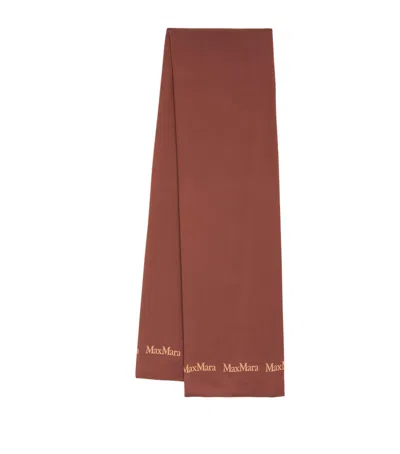 Max Mara Silk Logo Stole In Burgundy