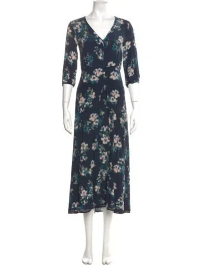 Pre-owned Max Mara Silk Long Dress In Blue