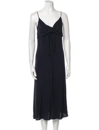 Pre-owned Max Mara Silk Long Dress In Blue