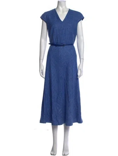 Pre-owned Max Mara Silk Long Dress In Blue
