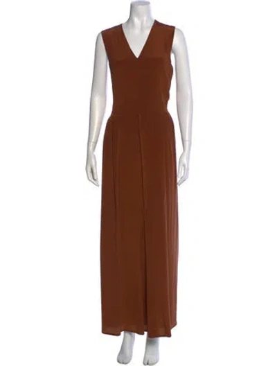 Pre-owned Max Mara Silk Long Dress In Brown
