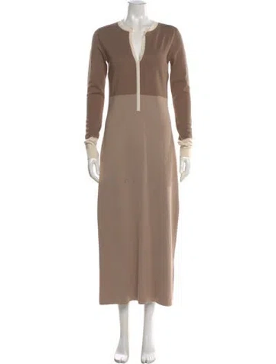Pre-owned Max Mara Silk Long Dress In Brown