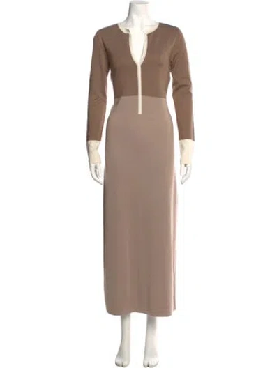 Pre-owned Max Mara Silk Long Dress In Brown
