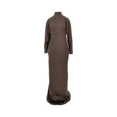 Max Mara Silk Long Dress In Brown