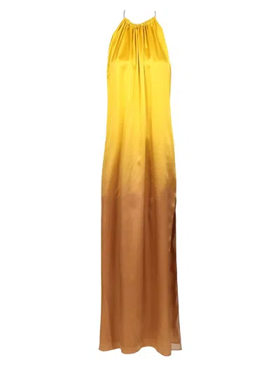 Max Mara Silk Long Dress Dresses Gold